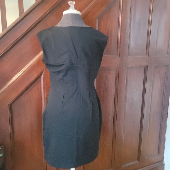 Cynthia Rowley Black Sleeveless Sheath Dress Size L With Textured Panel Design - Picture 4 of 4